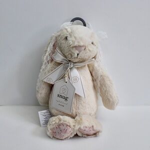 Snug Beige Lace Bow Bunny Plush Soft Baby Toy Stuffed Animal Lovey 12" Medium